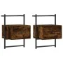 Wall bedside tables 2 units smoked oak 35x30x51 cm by vidaXL, Nightstands - Ref: Foro24-833448, Price: 47,30 €, Discount: %