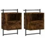 Mesitas de noche de pared 2 unidades roble ahumado 40x30x61 cm de vidaXL, Mesitas de noche - Ref: Foro24-833438, Precio: 49,9...