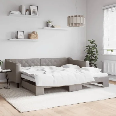 Trundle sofa bed taupe gray fabric 100x200 cm by vidaXL, Beds and slatted bases - Ref: Foro24-3197434, Price: 267,74 €, Disco...
