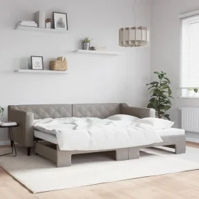 Trundle sofa bed taupe gray fabric 90x200 cm by vidaXL, Beds and slatted bases - Ref: Foro24-3197429, Price: 251,24 €, Discou...