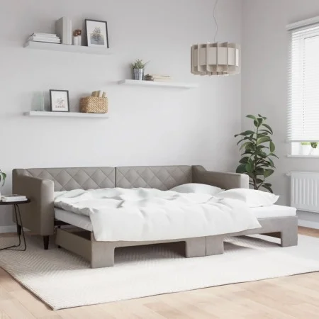 Sofá cama nido tela gris taupe 90x200 cm de vidaXL, Camas y somieres - Ref: Foro24-3197429, Precio: 250,46 €, Descuento: %