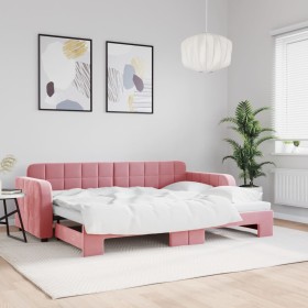 Sofá cama nido terciopelo rosa 80x200 cm