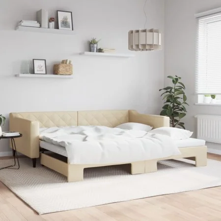 Sofá cama nido tela crema 100x200 cm de vidaXL, Camas y somieres - Ref: Foro24-3197435, Precio: 263,25 €, Descuento: %