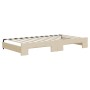 Trundle sofa bed cream fabric 100x200 cm by vidaXL, Beds and slatted bases - Ref: Foro24-3197435, Price: 260,56 €, Discount: %