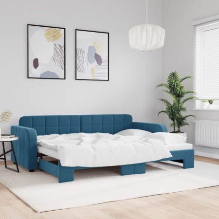 Ausziehbares Schlafsofa aus blauem Samt, 80 x 200 cm von vidaXL, Betten und Lattenroste - Ref: Foro24-3196921, Preis: 249,88 ...
