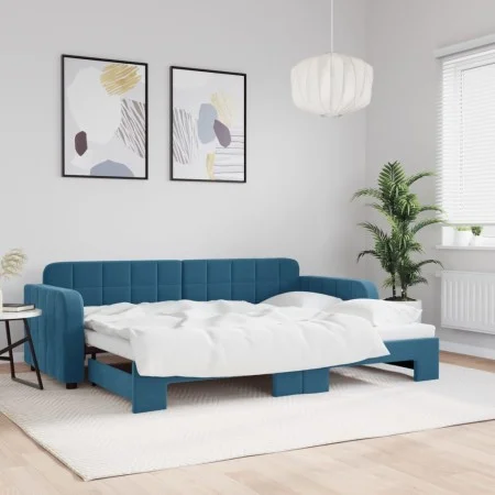 Ausziehbares Schlafsofa aus blauem Samt, 80 x 200 cm von vidaXL, Betten und Lattenroste - Ref: Foro24-3196921, Preis: 245,70 ...
