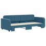 Blue velvet trundle sofa bed 80x200 cm by vidaXL, Beds and slatted bases - Ref: Foro24-3196921, Price: 249,88 €, Discount: %