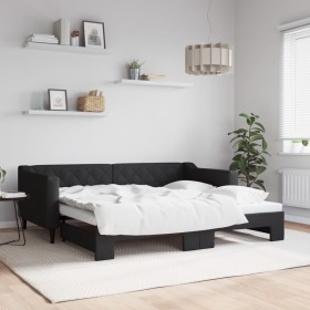 Ausziehbares Schlafsofa aus schwarzem Stoff, 90 x 190 cm von vidaXL, Betten und Lattenroste - Ref: Foro24-3197438, Preis: 245...