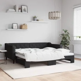 Sofá cama nido tela negro 90x190 cm de vidaXL, Camas y somieres - Ref: Foro24-3197438, Precio: 242,41 €, Descuento: %