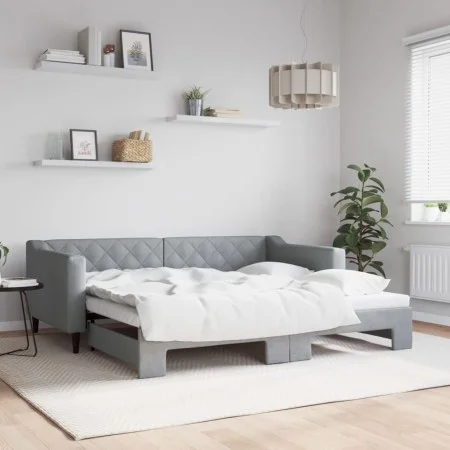 Sofá cama nido tela gris claro 90x190 cm de vidaXL, Camas y somieres - Ref: Foro24-3197436, Precio: 242,41 €, Descuento: %
