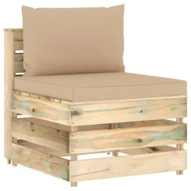Central sectional sofa with gray impregnated wood cushions by vidaXL, Modular outdoor sofas - Ref: Foro24-3074510, Price: 84,...