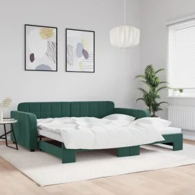 Sofá cama nido terciopelo verde oscuro 100x200 cm de vidaXL, Camas y somieres - Ref: Foro24-3196938, Precio: 263,59 €, Descue...