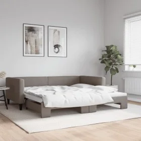 Trundle sofa bed taupe gray fabric 100x200 cm by vidaXL, Beds and slatted bases - Ref: Foro24-3196586, Price: 253,76 €, Disco...