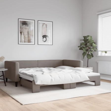 Ausziehbares Schlafsofa, taupegrauer Stoff, 100 x 200 cm von vidaXL, Betten und Lattenroste - Ref: Foro24-3196586, Preis: 261...