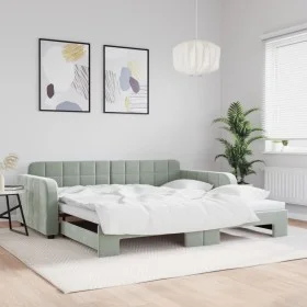 Sofá cama nido terciopelo gris claro 100x200 cm de vidaXL, Camas y somieres - Ref: Foro24-3196936, Precio: 309,75 €, Descuent...