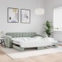Sofá cama nido terciopelo gris claro 100x200 cm de vidaXL, Camas y somieres - Ref: Foro24-3196936, Precio: 335,92 €