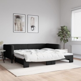 Trundle sofa bed black fabric 100x200 cm by vidaXL, Beds and slatted bases - Ref: Foro24-3196585, Price: 260,63 €, Discount: %
