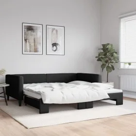 Trundle sofa bed black fabric 100x200 cm by vidaXL, Beds and slatted bases - Ref: Foro24-3196585, Price: 256,75 €, Discount: %
