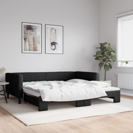 Sofá cama nido tela negro 100x200 cm de vidaXL, Camas y somieres - Ref: Foro24-3196585, Precio: 265,46 €, Descuento: %