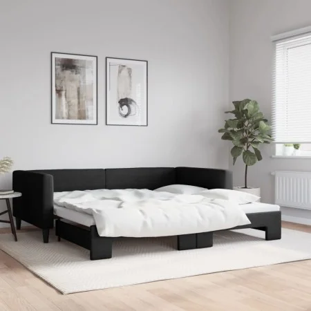 Trundle sofa bed black fabric 100x200 cm by vidaXL, Beds and slatted bases - Ref: Foro24-3196585, Price: 260,63 €, Discount: %