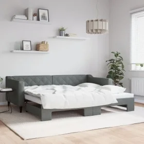 Trundle sofa bed dark gray fabric 90x200 cm by vidaXL, Beds and slatted bases - Ref: Foro24-3197427, Price: 255,37 €, Discoun...