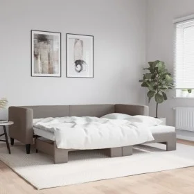 Ausziehbares Schlafsofa, taupegrauer Stoff, 90 x 200 cm von vidaXL, Betten und Lattenroste - Ref: Foro24-3196581, Preis: 249,...