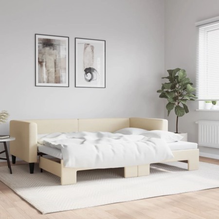 Sofá cama nido tela crema 90x200 cm de vidaXL, Camas y somieres - Ref: Foro24-3196582, Precio: 248,53 €, Descuento: %
