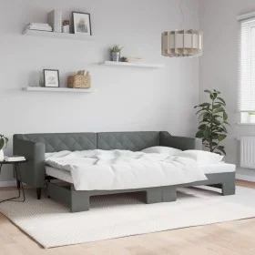 Trundle sofa bed dark gray fabric 80x200 cm by vidaXL, Beds and slatted bases - Ref: Foro24-3197422, Price: 245,70 €, Discoun...