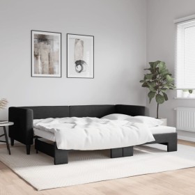 Black fabric trundle sofa bed 90x200 cm by vidaXL, Beds and slatted bases - Ref: Foro24-3196580, Price: 216,76 €, Discount: %