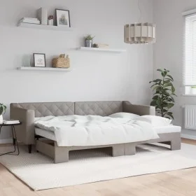 Trundle sofa bed taupe gray fabric 80x200 cm by vidaXL, Beds and slatted bases - Ref: Foro24-3197424, Price: 245,36 €, Discou...