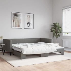 Trundle sofa bed dark gray fabric 100x200 cm by vidaXL, Beds and slatted bases - Ref: Foro24-3196584, Price: 217,74 €, Discou...