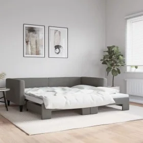 Trundle sofa bed dark gray fabric 100x200 cm by vidaXL, Beds and slatted bases - Ref: Foro24-3196584, Price: 259,13 €, Discou...