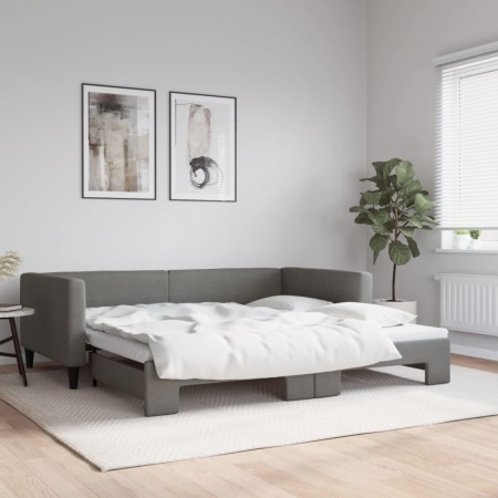Trundle sofa bed dark gray fabric 100x200 cm by vidaXL, Beds and slatted bases - Ref: Foro24-3196584, Price: 217,74 €, Discou...