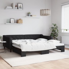 Ausziehbares Schlafsofa aus schwarzem Stoff, 100 x 200 cm von vidaXL, Betten und Lattenroste - Ref: Foro24-3197433, Preis: 26...