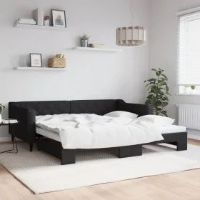 Trundle sofa bed black fabric 100x200 cm by vidaXL, Beds and slatted bases - Ref: Foro24-3197433, Price: 259,06 €, Discount: %