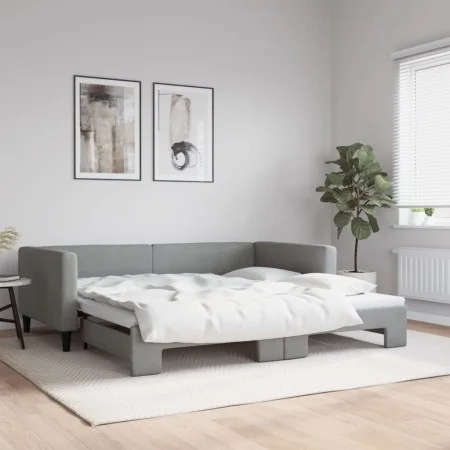 Sofá cama nido tela gris claro 100x200 cm de vidaXL, Camas y somieres - Ref: Foro24-3196583, Precio: 257,92 €, Descuento: %