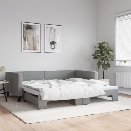Sofá cama nido tela gris claro 100x200 cm de vidaXL, Camas y somieres - Ref: Foro24-3196583, Precio: 217,96 €, Descuento: %