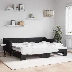 Ausziehbares Schlafsofa aus schwarzem Stoff, 90 x 200 cm von vidaXL, Betten und Lattenroste - Ref: Foro24-3197428, Preis: 249...