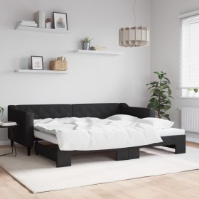 Black fabric trundle sofa bed 90x200 cm by vidaXL, Beds and slatted bases - Ref: Foro24-3197428, Price: 254,14 €, Discount: %