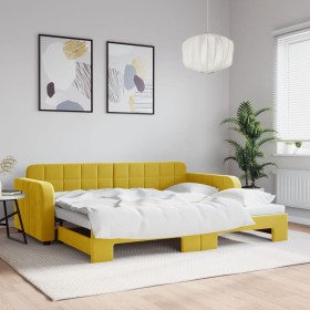 Ausziehbares Schlafsofa aus gelbem Samt, 90 x 200 cm von vidaXL, Betten und Lattenroste - Ref: Foro24-3196934, Preis: 256,65 ...