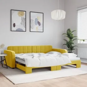 Ausziehbares Schlafsofa aus gelbem Samt, 90 x 200 cm von vidaXL, Betten und Lattenroste - Ref: Foro24-3196934, Preis: 248,53 ...