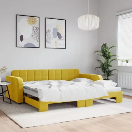 Ausziehbares Schlafsofa aus gelbem Samt, 90 x 200 cm von vidaXL, Betten und Lattenroste - Ref: Foro24-3196934, Preis: 248,53 ...