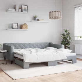 Ausziehbares Schlafsofa aus hellgrauem Stoff, 90 x 200 cm von vidaXL, Betten und Lattenroste - Ref: Foro24-3197426, Preis: 24...