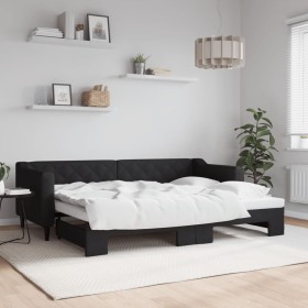 Black fabric trundle sofa bed 80x200 cm by vidaXL, Beds and slatted bases - Ref: Foro24-3197423, Price: 246,91 €, Discount: %