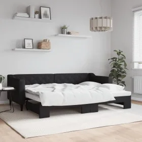 Black fabric trundle sofa bed 80x200 cm by vidaXL, Beds and slatted bases - Ref: Foro24-3197423, Price: 243,36 €, Discount: %