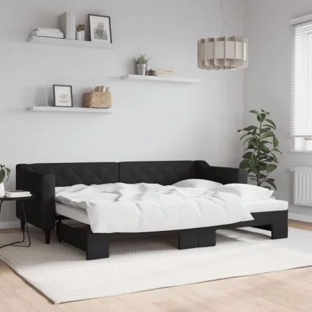 Black fabric trundle sofa bed 80x200 cm by vidaXL, Beds and slatted bases - Ref: Foro24-3197423, Price: 247,02 €, Discount: %
