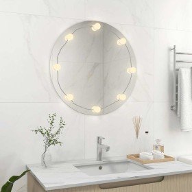 Espejo de pared con luces LED redondo de vidrio