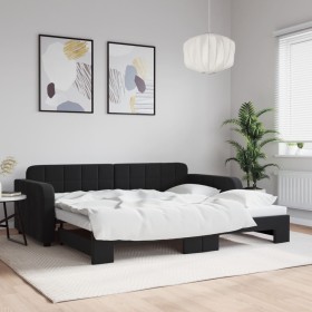 Sofá cama nido terciopelo negro 90x200 cm de vidaXL, Camas y somieres - Ref: Foro24-3196933, Precio: 256,94 €, Descuento: %