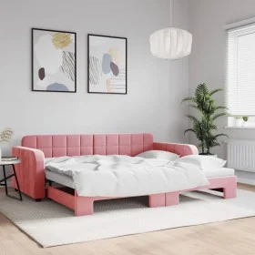 Sofá cama nido terciopelo rosa 90x200 cm de vidaXL, Camas y somieres - Ref: Foro24-3196932, Precio: 305,96 €, Descuento: %