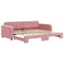 Ausziehbares Schlafsofa aus rosafarbenem Samt, 90 x 200 cm von vidaXL, Betten und Lattenroste - Ref: Foro24-3196932, Preis: 3...